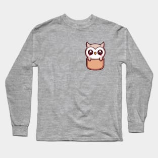 Baby Owl in Pocket Kawaii Bird Lover Long Sleeve T-Shirt